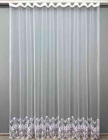 Тюль VR-Textil 1820т Фатин з вишивкою Білий 200х270 см (42-0926) Київ