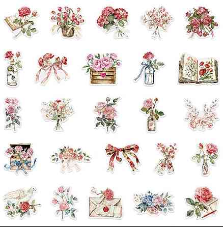 Набір вінтажних квіткових стікерів – 50 шт Київ