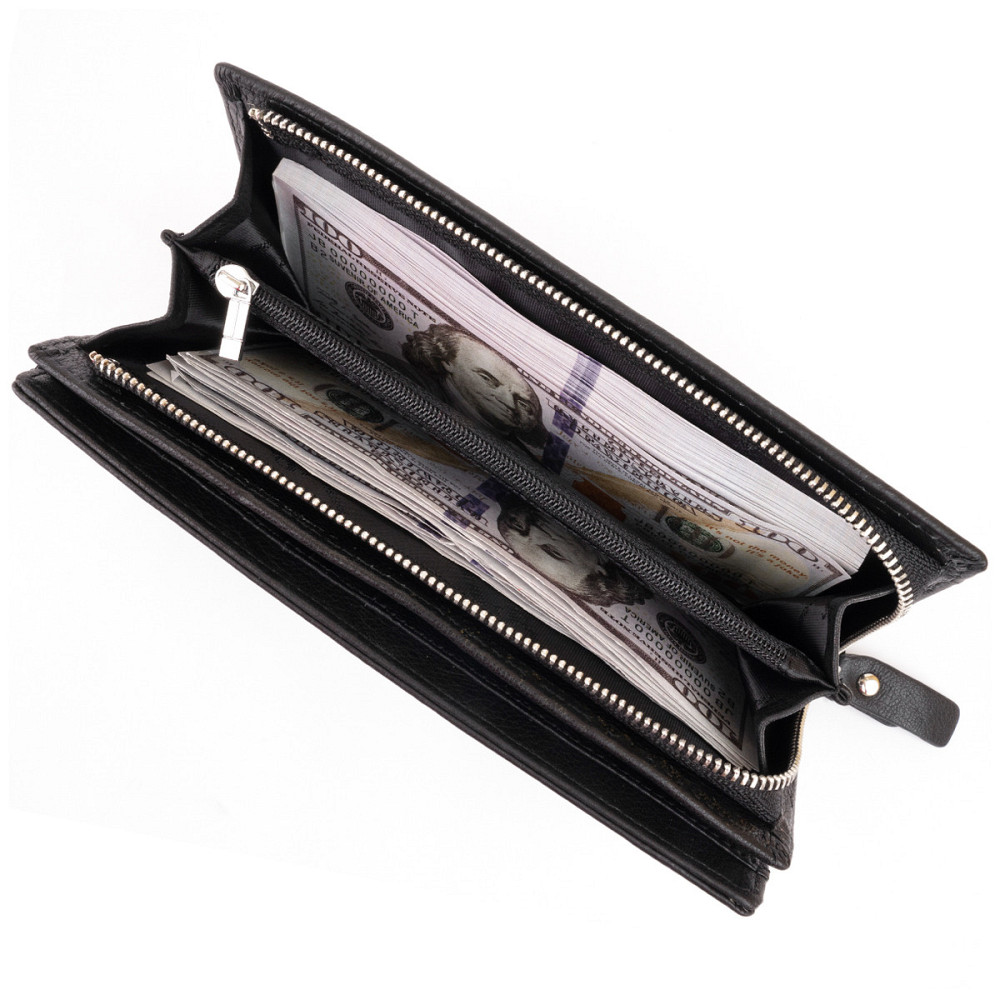 Вертикальний гаманець шкіряний жіночий ST Leather 19274 Чорний Київ - фото 6