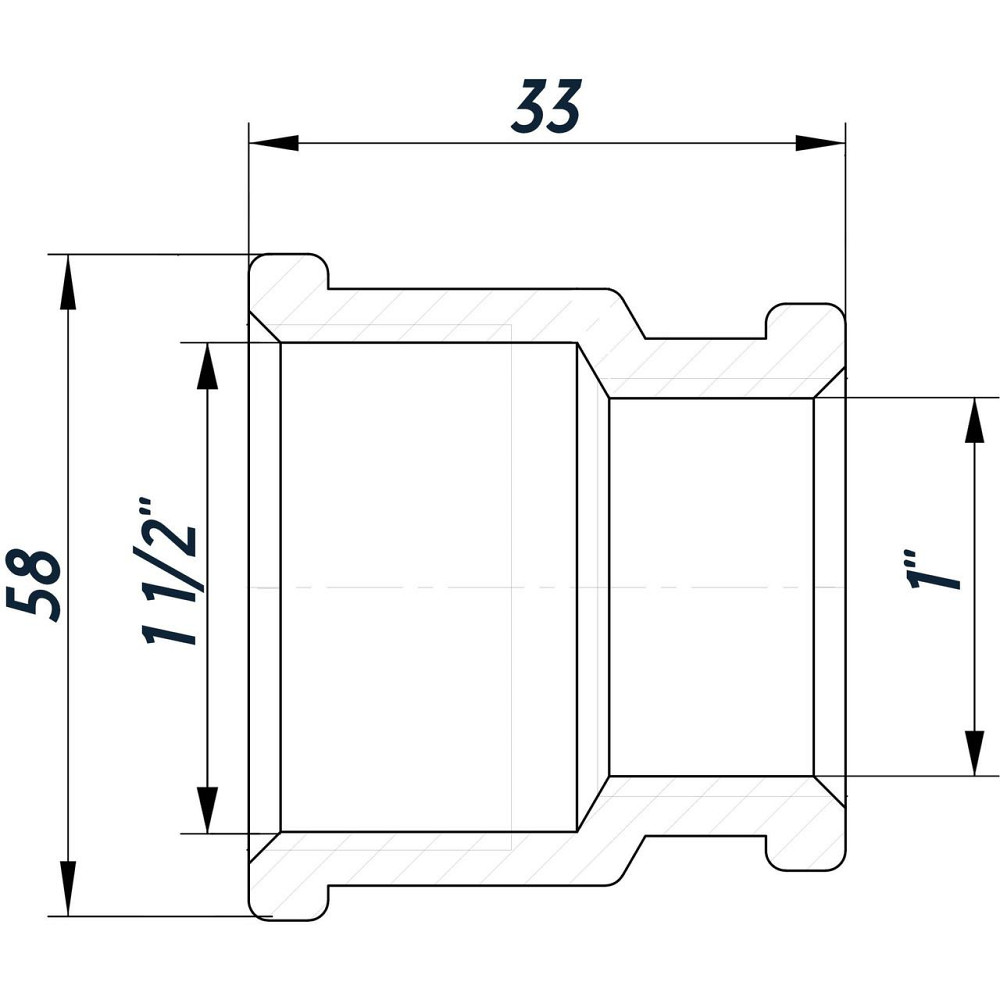 Муфта редукционная 1 1/2″х1″ВВ никелированная восьмигранная NM751O OPTIMUM (000031490) Киев - изображение 3