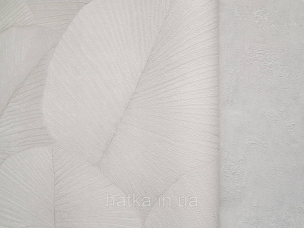Обои виниловые на флизелине Marburg Kumano 1.06х10 листья белые с серебристым 3д лофт 34557 Киев - изображение 3