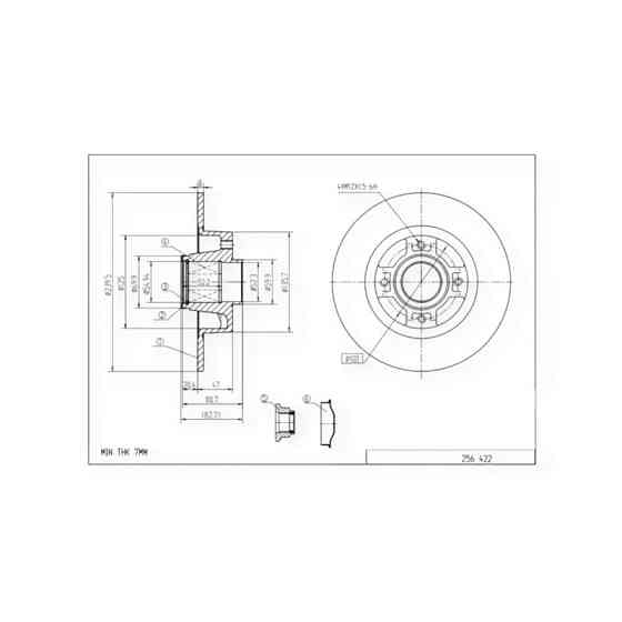 Диск Renault Clio (2005-), Megane (2002-) задній без підшипника (d240x8mm) гальмівний Мукачево