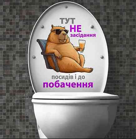 Наклейка на унітаз 26 на 20 см різнобарвний Київ