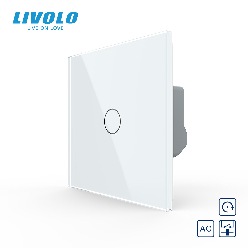 Сенсорна кнопка 1 сенсор Сухий контакт Livolo білий скло (VL-C701IH-11) Коломыя - изображение 1