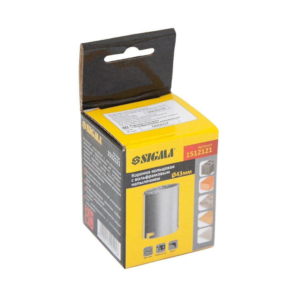 Sigma Коронка кольцевая с вольфрамовым напылением 43мм SIGMA (1512121) Киев - изображение 2