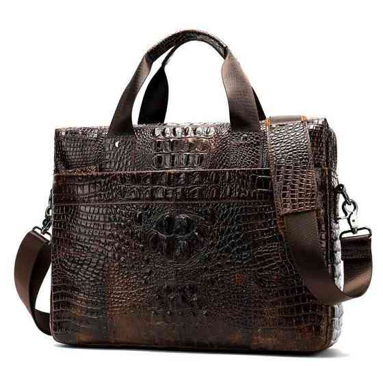 Сумка для ноутбука с тиснением под рептилию Vintage 14719 Коричневая Киев