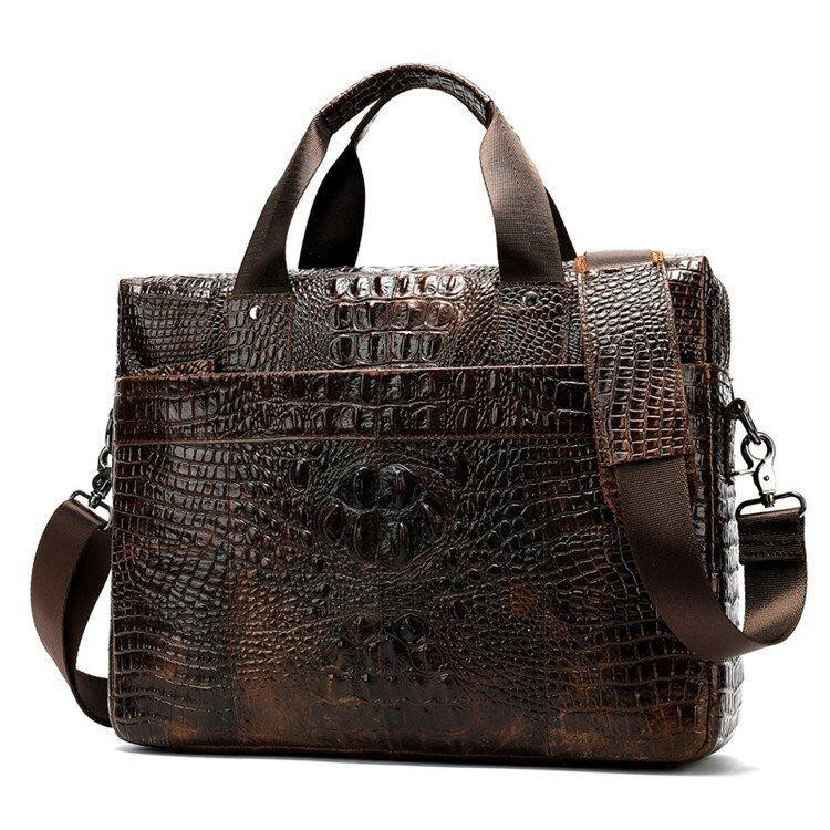 Сумка для ноутбука з тисненням під рептилію Vintage 14719 Коричнева Київ - фото 3