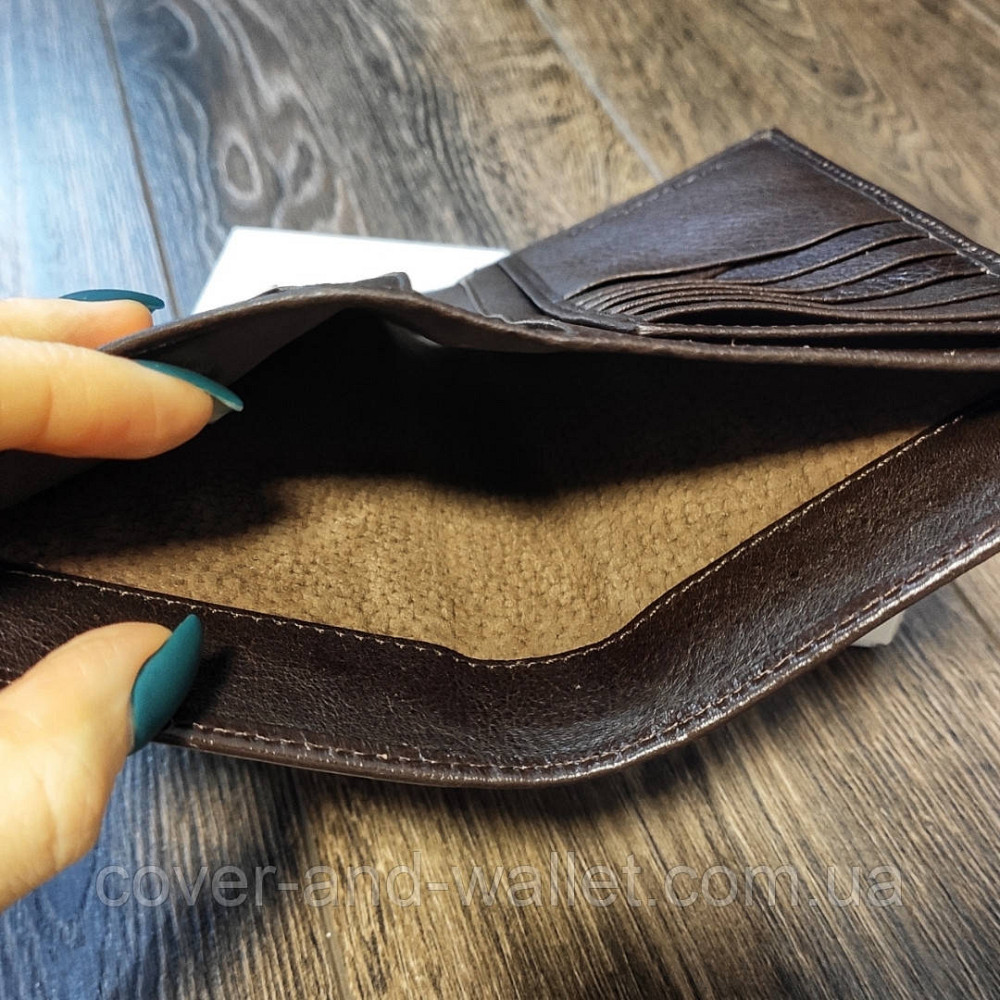 Шкіряний чоловічий гаманець купюрник коричневого кольору ST B-MS35 Київ - фото 4