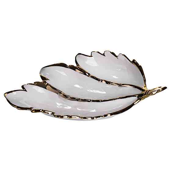 Менажниця фарфоровая на 3 секції з золотом 40×25 см Київ