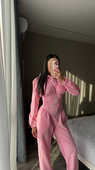 Жіночий стильний теплий корсетний комбінезон двосторонній фліс Рожевий, 42/44 Одеса - фото 2