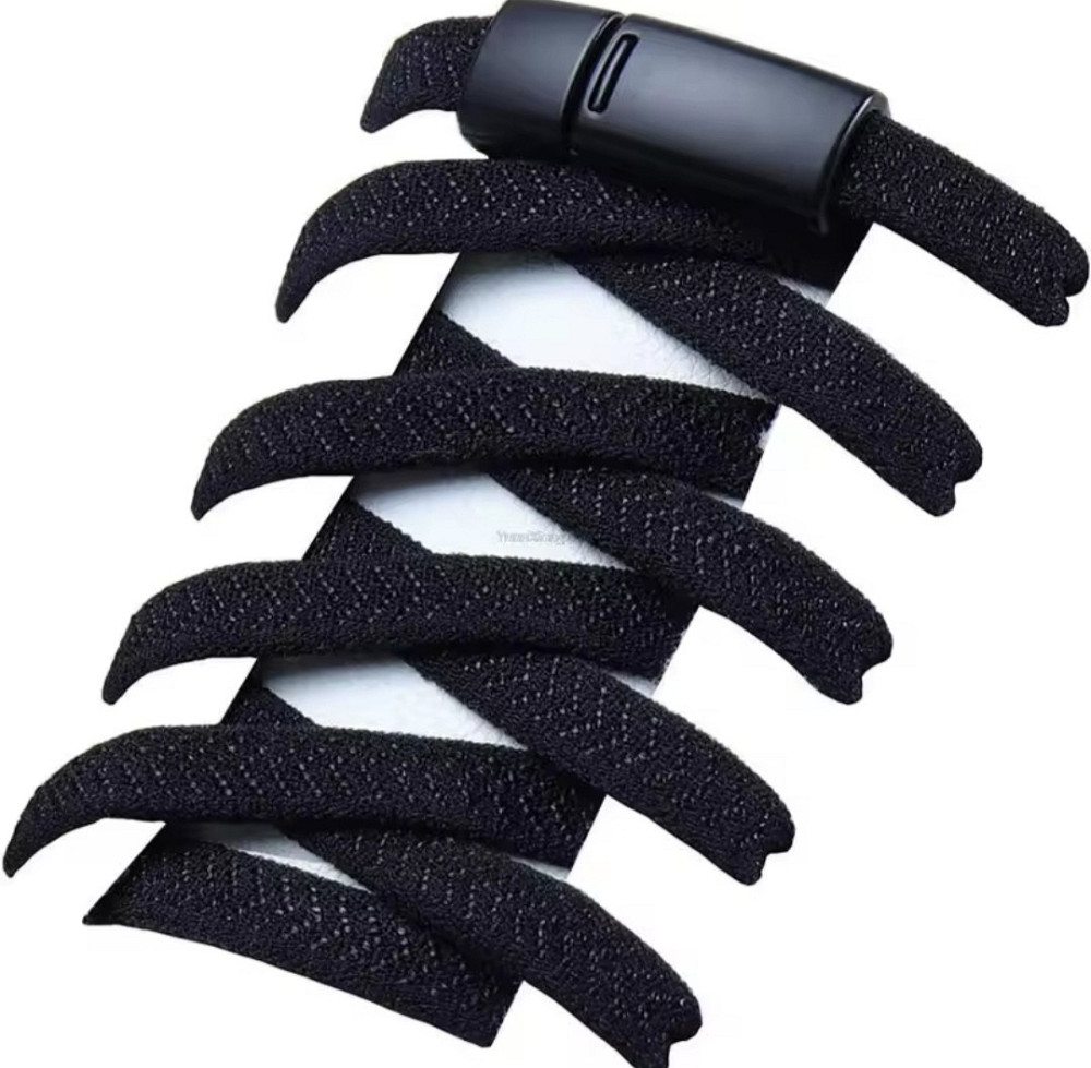 Еластичні шнурки без зав'язок з магнітними застібками в один колір Чорний Смела - изображение 2