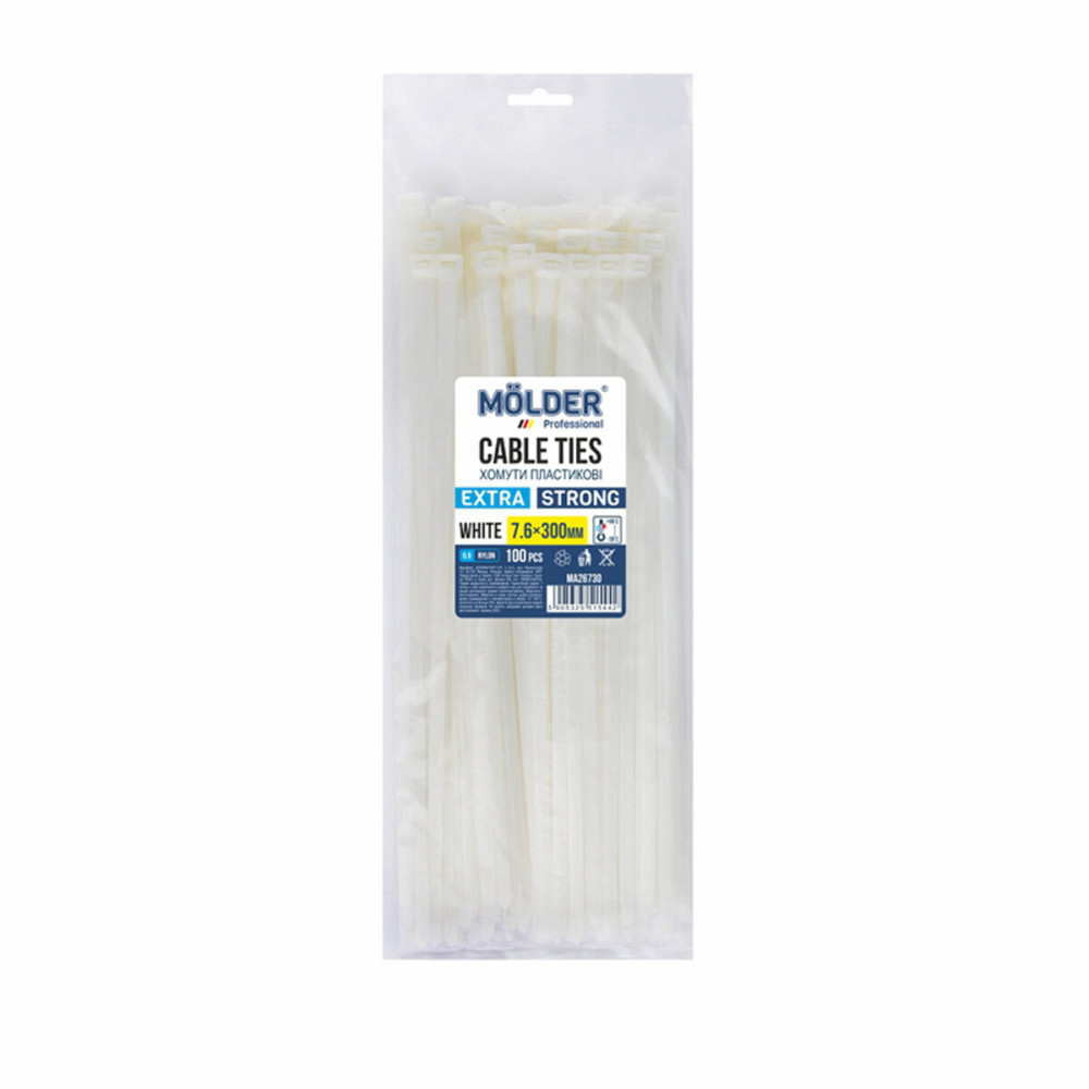 Хомути Molder пластикові білі 7.6x300, 100шт Київ - фото 1
