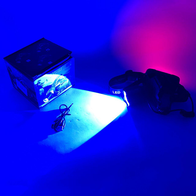 Компактный налобный фонарь PLD-T115-2PM10-TG (white+blue), Фонарик налобный мощный, Налобная лампа GB-46 Львов - изображение 5