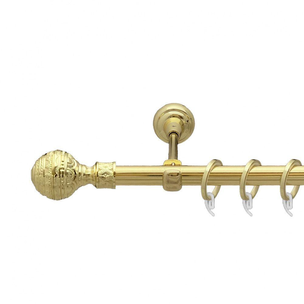 Карниз Orvit Арабеска металевий однорядний відкритий гладка труба кільце фасонне металеве  Золото 19 мм 160 см (00-00009178) Львів - фото 1