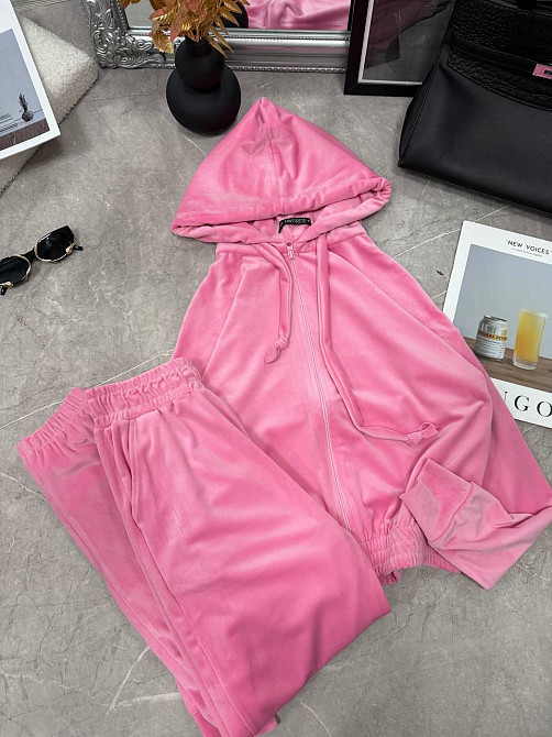 Женский повседневный велюровый костюм двойка: кофта и штаны Розовый, 46/48 Одесса - изображение 6