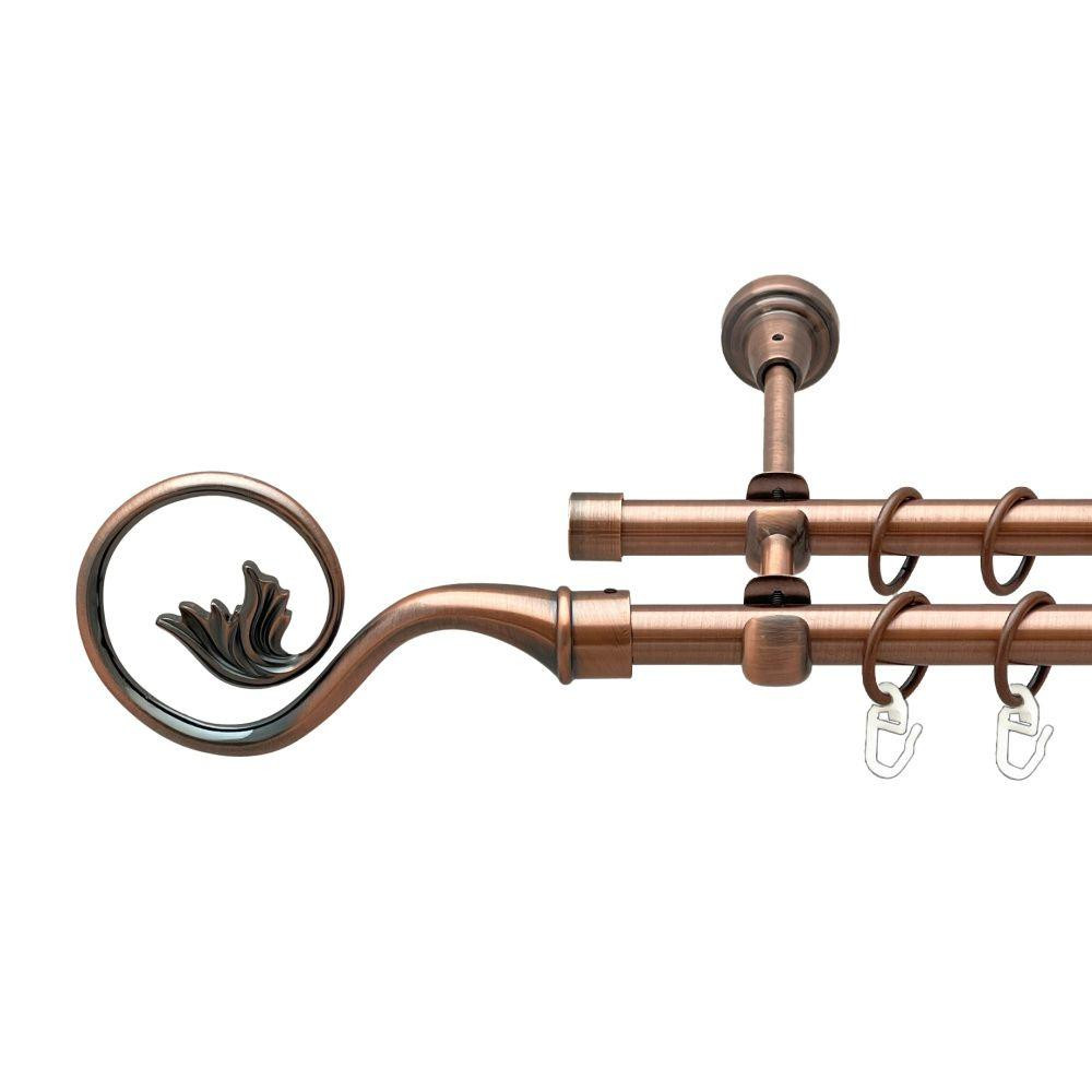 Карниз Orvit Ніка металевий дворядний відкритий гладка труба кільце металеве Мідь 16\16 мм 120 см Львов - изображение 1