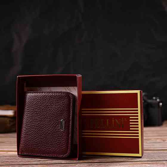 Ідеальний жіночий гаманець невеликого розміру з натуральної шкіри Бордовий (CANPELLINI) Київ