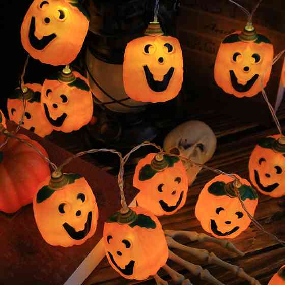 Гирлянда Хэллоуин Тыквы смайлики 150 см 10 led 55 на 50 мм оранжевый Киев