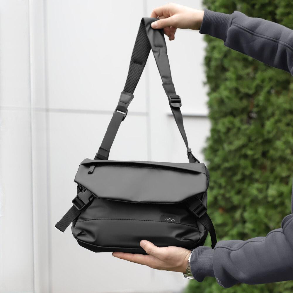 Чоловіча чорна сумка з кишенями на замку Pobedov Modest Київ - фото 6