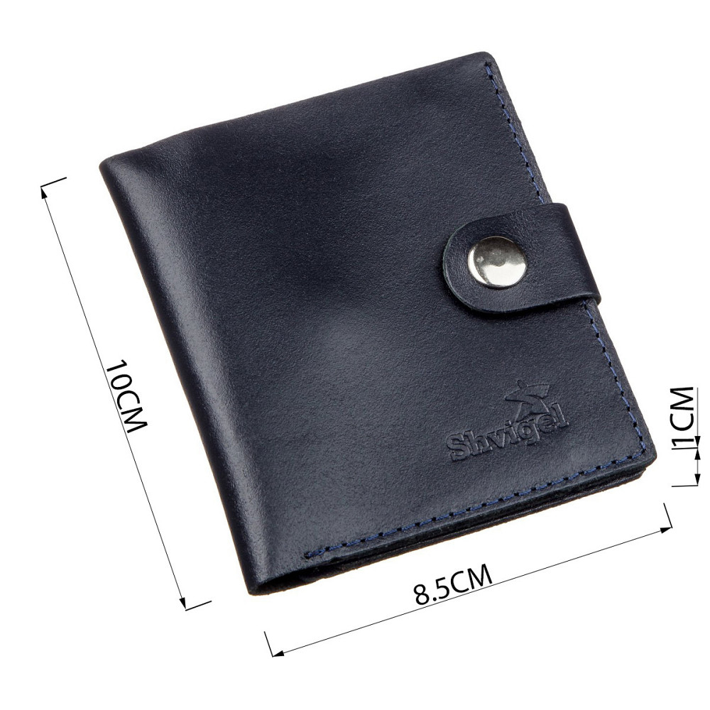 Портмоне вертикальное мужское кожаное с монетницей SHVIGEL 16224 Синее Киев - изображение 5