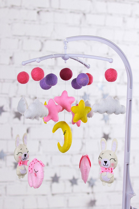 Дитячий музичний мобіль на ліжечко WooolyWool "Баю-бай" з 35 мелодіями (М001) Київ - фото 1