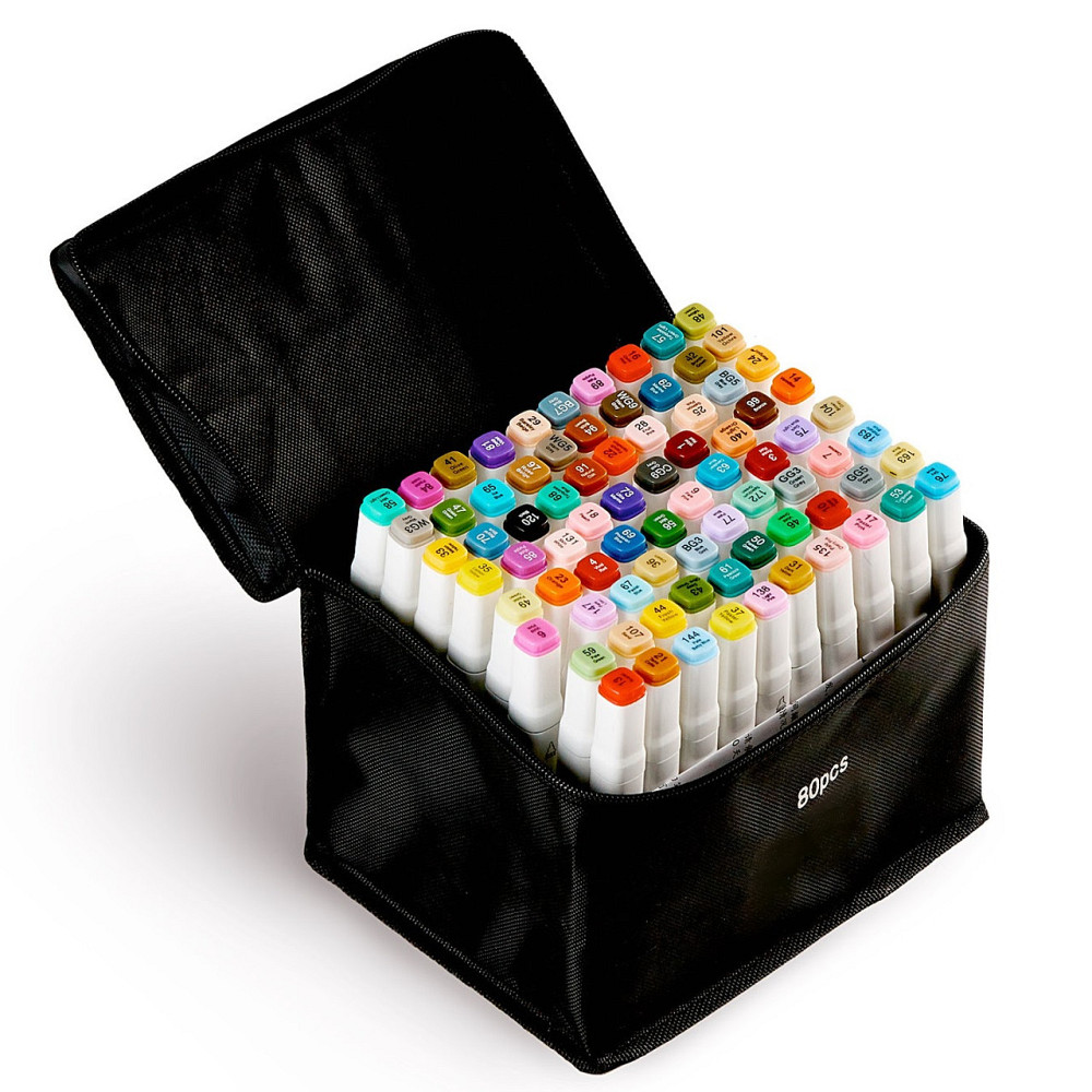 Маркеры Touch Smooth набор 80 шт двухсторонние спиртовые для скетчинга с подставкой для маркеров,розовой Каменец-Подольский - изображение 2