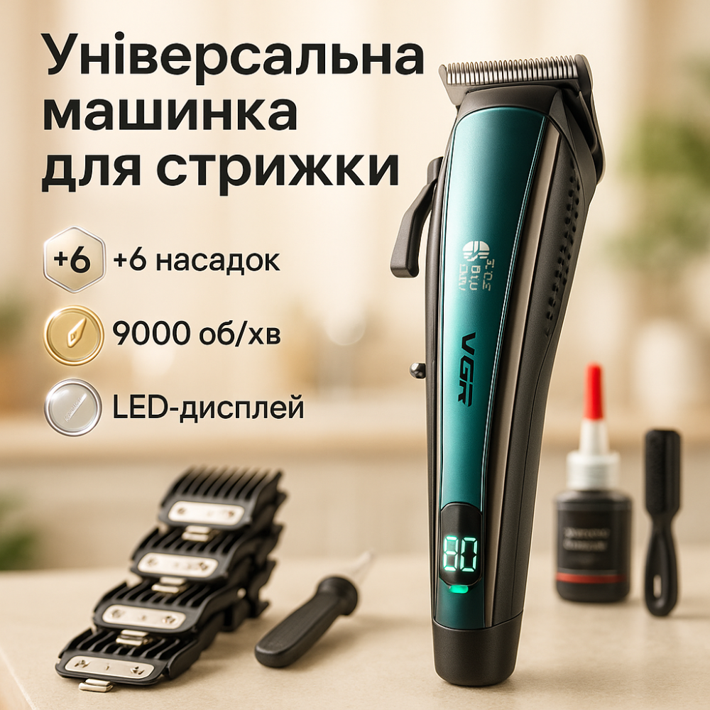 Домашня машинка акумуляторна для стрижки волосся VGR V-270, Профі машинка для стрижки волосся ET-83 Львів - фото 16