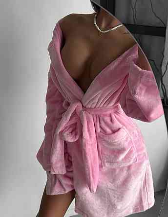 Жіночий теплий короткий халат з поясом з турецької махри Одеса