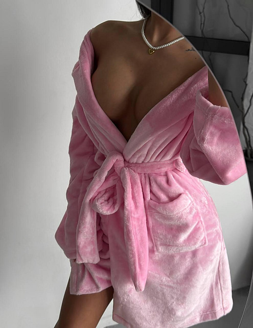 Жіночий теплий короткий халат з поясом з турецької махри Одеса - фото 3