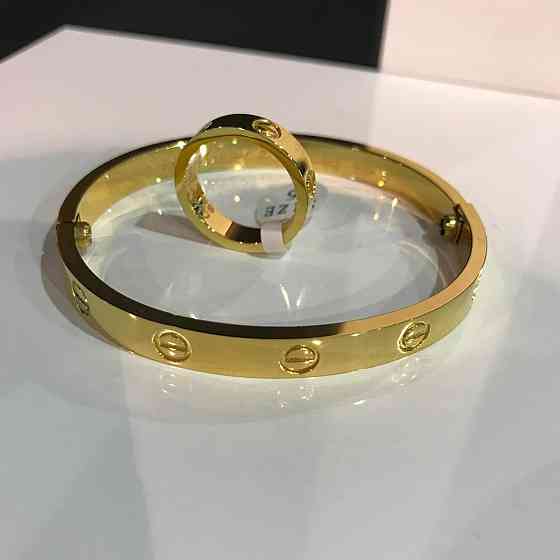 Cartier браслет love с отверткой и кольцо  лимонное золото / Картье браслет и кольцо Одесса