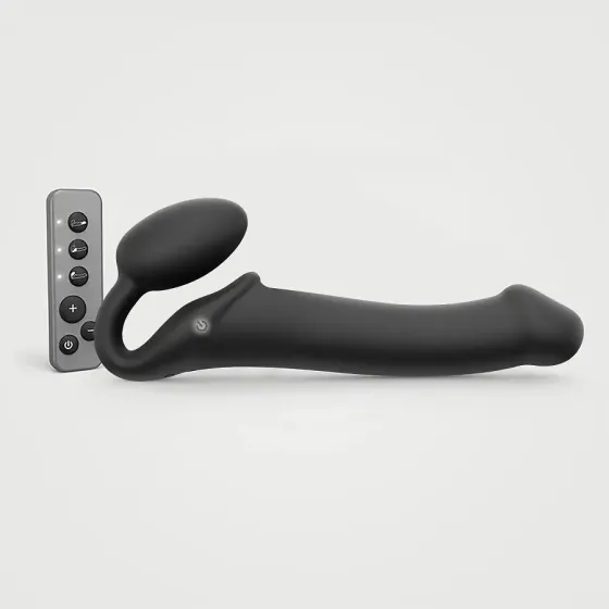Безремінний страпон з вібрацією Strap-On-Me Vibrating Black L, діаметр 3,7см, пульт ДК, регульований Львів