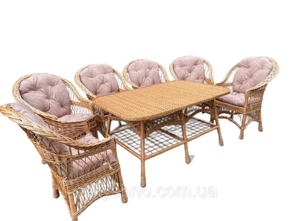 Плетені меблі з великим столом та 6 кріслами Київ - фото 3