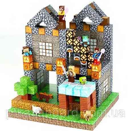 Магнітний конструктор майнкрафт 404 магнітних блоків кам'яний будинок Dream World LZCK 037 Хмельницький