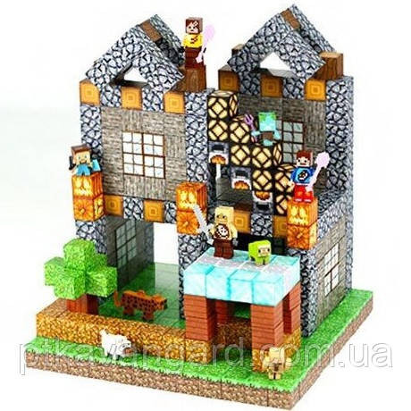Магнітний конструктор майнкрафт 404 магнітних блоків кам'яний будинок Dream World LZCK 037 Хмельницький - фото 1
