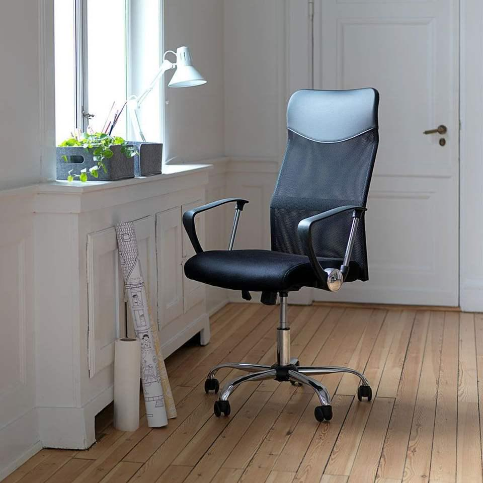 Компьютерное кресло Primaveo с эргономичной спинкой, для дома и офиса | Эко-кожа + сетка, Черное Киев - изображение 4