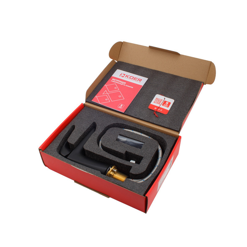 Черный смеситель для умывальника Koer KB-10008-05 KR3471 Харьков - изображение 6