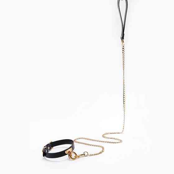Ошейник-чокер с кольцом, итальянская кожа Leather Cosplay Choker UPKO, размер L Sex Aura Киев