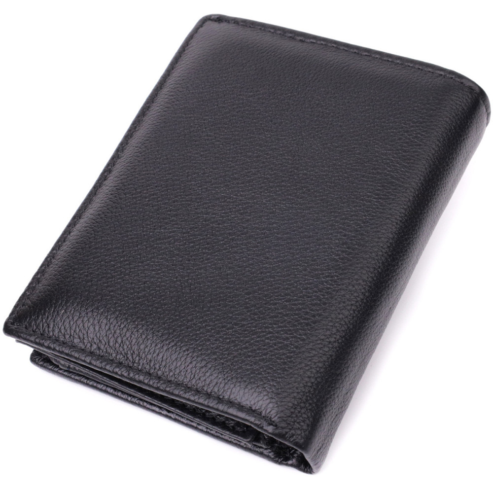 Чоловічий вертикальний шкіряний гаманець чорний (ST Leather) Київ - фото 18