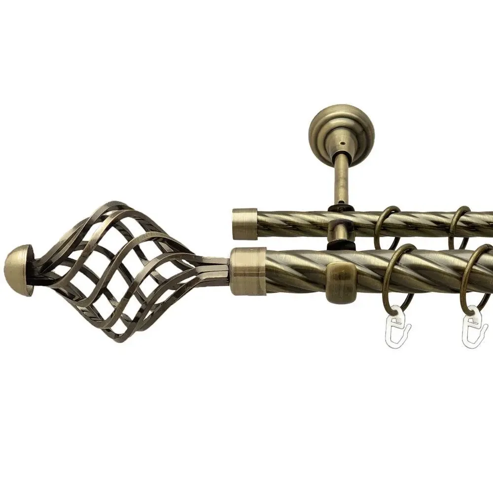 Карниз Orvit Арезо металевий дворядний відкритий скручена труба кільце металеве Антик 25\16 мм 160 см (00-00018033) Львів - фото 1