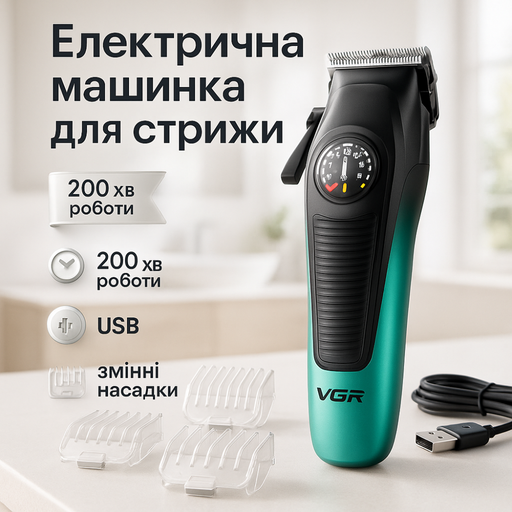 Професійна машинка для волосся VGR, Багатофункціональний тример для стрижки волосся і бороди CJ-27 Львів - фото 16