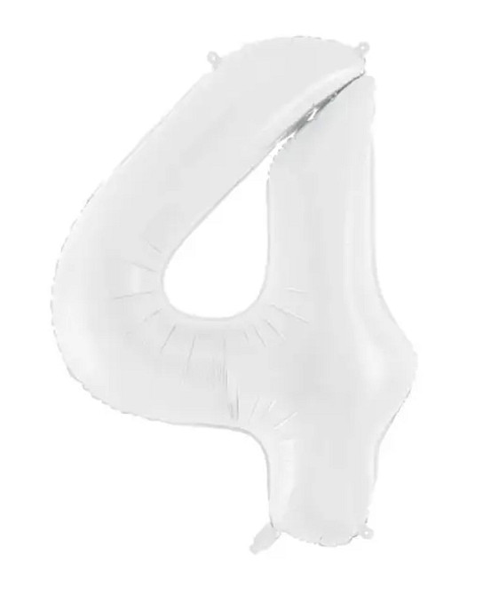 Цифра фольгированная 4 белая плёнка 40
