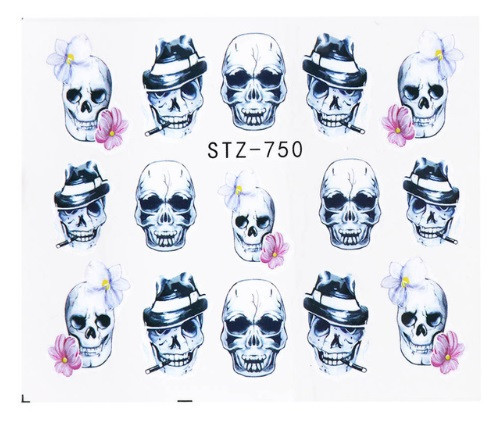 Наклейки для нігтів Черепа 5 на 6 см різнобарвний Київ - фото 1