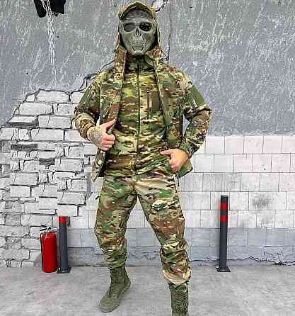 Тактичний комплект демісезонний Softshell 4 в 1 (куртка, штани, кофта, бейсболка) Мультикам L Вінниця