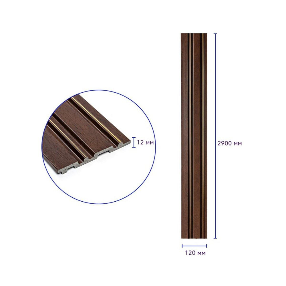 Рейка декоративная PS 2900х120х12мм Темный орех с золотом SW-00002131- Днепр - изображение 3