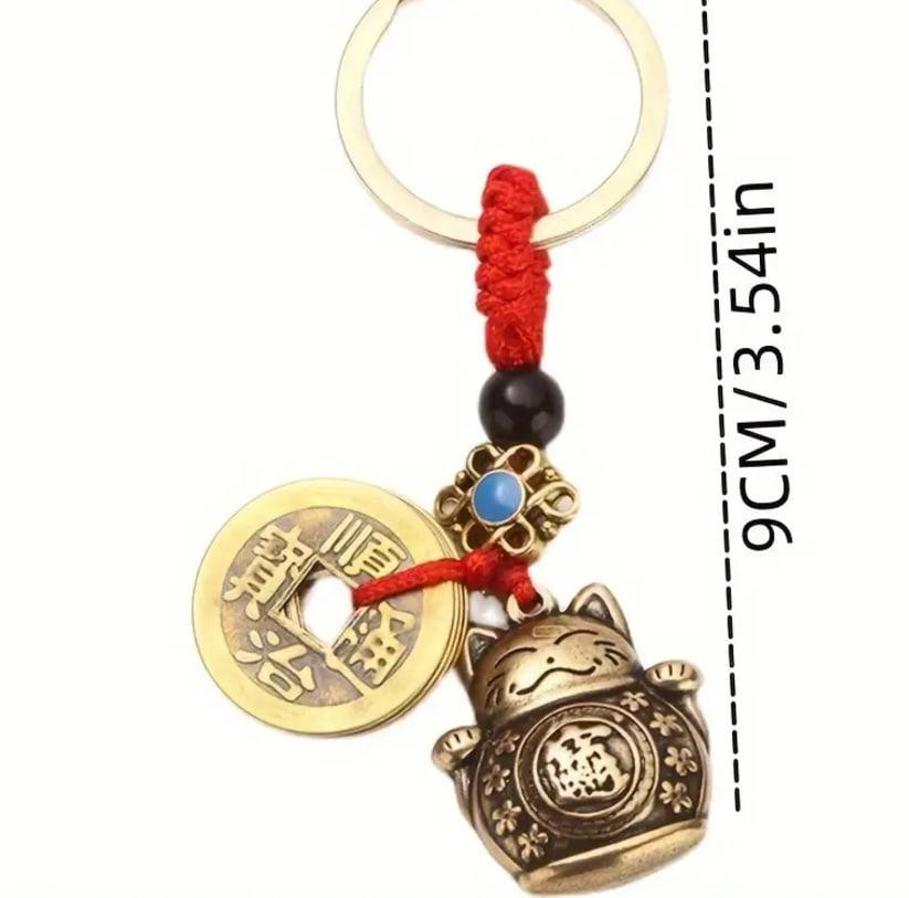 Брелок Lucky Fortune Cat с монетами пяти императоров. Брелок Кот Манэки-неко Киев - изображение 3