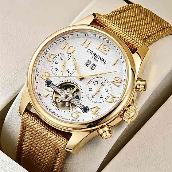 Годинник чоловічий механічний Carnival Swiss Sahara Gold (2 ремінці) Вінниця