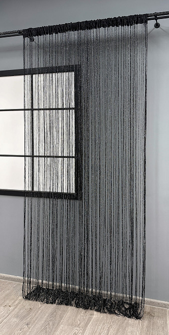 Шторы-нити с люрексом Черный 300х300см 1 шт (61-099) Киев - изображение 4