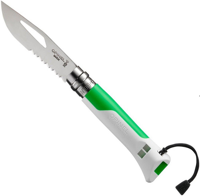 Складаний Ніж спеціального призначення + свисток Opinel No.8 "Outdoor Fluo" Green (002319) Нержавіюч Нововолинськ - фото 1