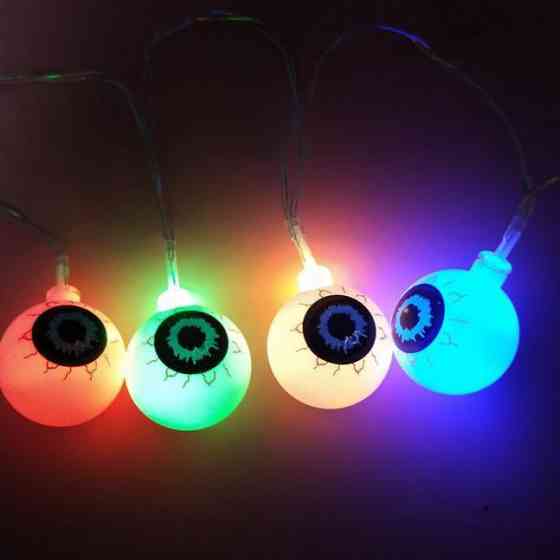 Гирлянда на Хэллоуин Глаза 150 см 10 led 4 см разноцветный Киев