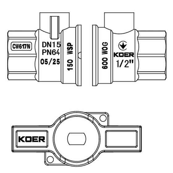 Кран кульовий ГГМ Koer Extreme KE.217-15 - 1/2" FF  ручка "метелик" червона (KR5756)   ( 29770 ) Харків